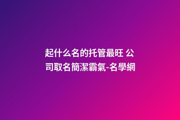 起什么名的托管最旺 公司取名簡潔霸氣-名學網-第1張-公司起名-玄機派